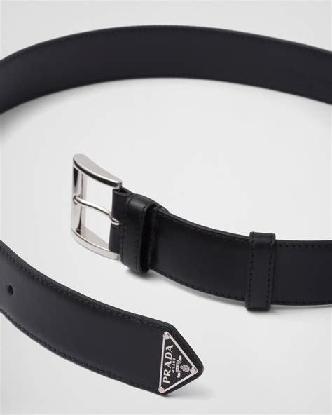 leather belt with flat buckle prada